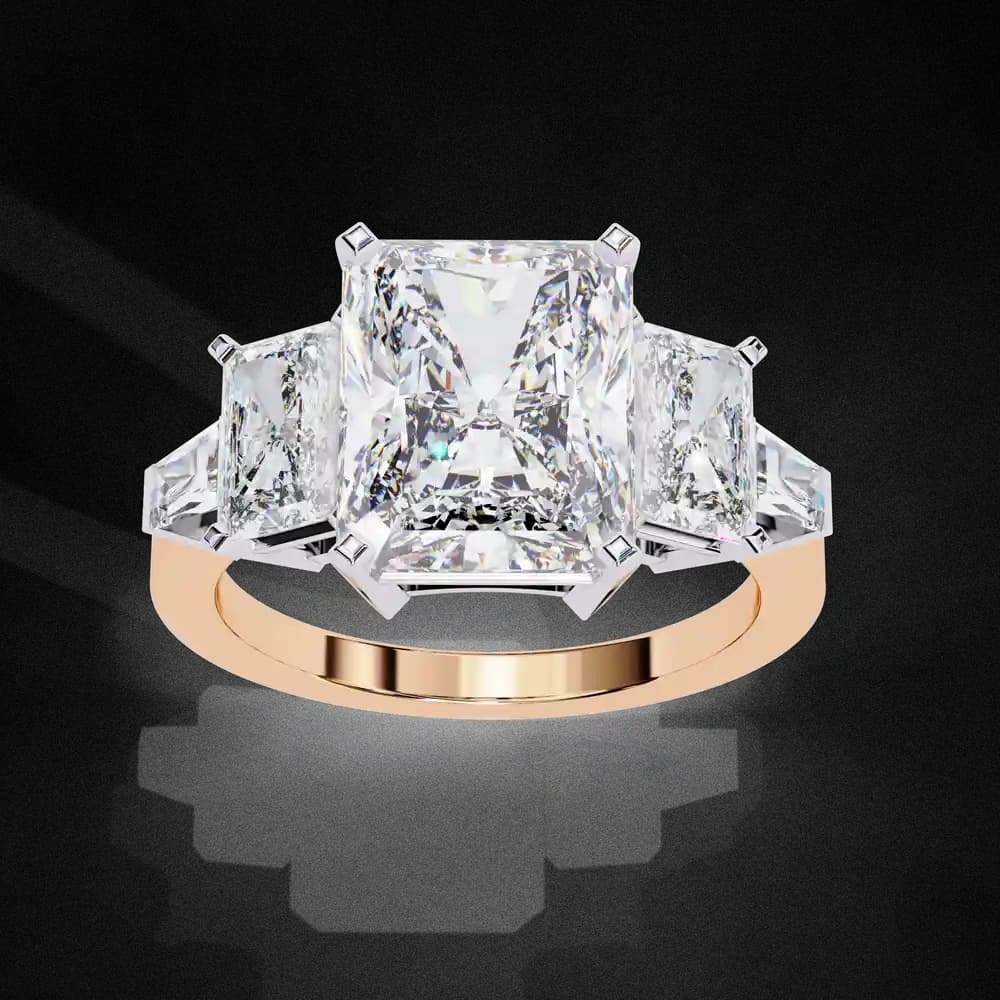 Radiant Cut Three Stone Lab Grown Diamond Ring - Image 1 Radiant Cut Three Stone Lab Grown Diamond Ring, view 1 of 4