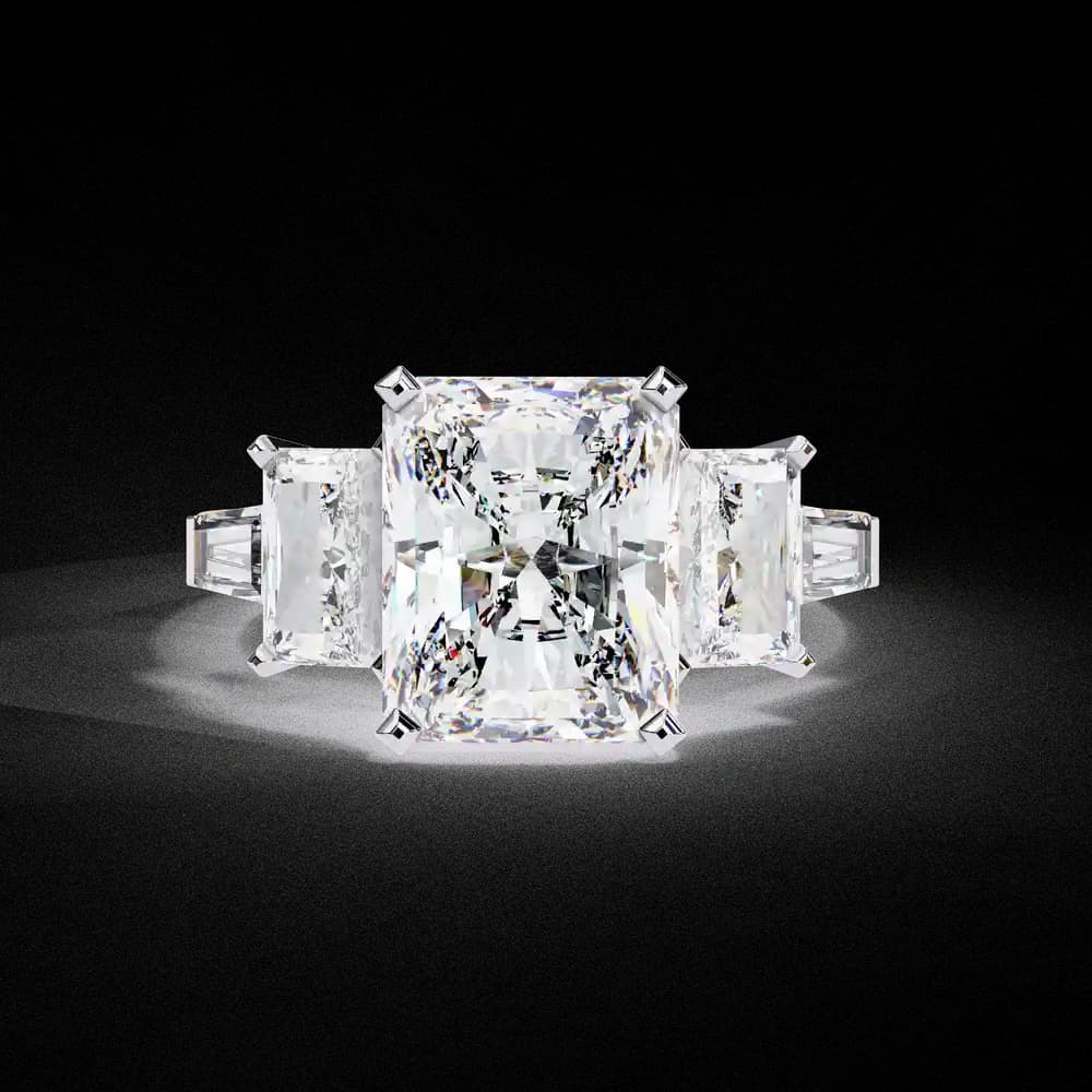 Radiant Cut Three Stone Lab Grown Diamond Ring - Image 2 Radiant Cut Three Stone Lab Grown Diamond Ring, view 2 of 4