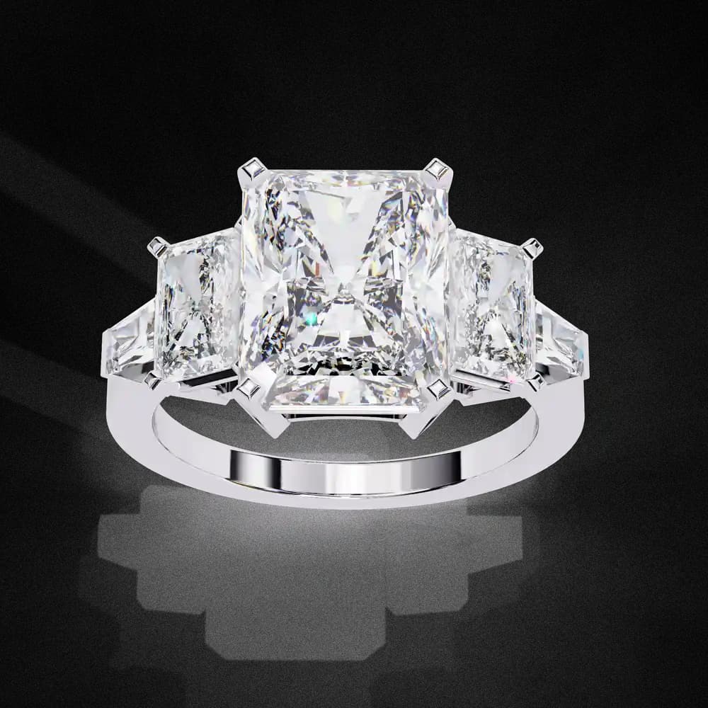 Radiant Cut Three Stone Lab Grown Diamond Ring - Image 3 Radiant Cut Three Stone Lab Grown Diamond Ring, view 3 of 4