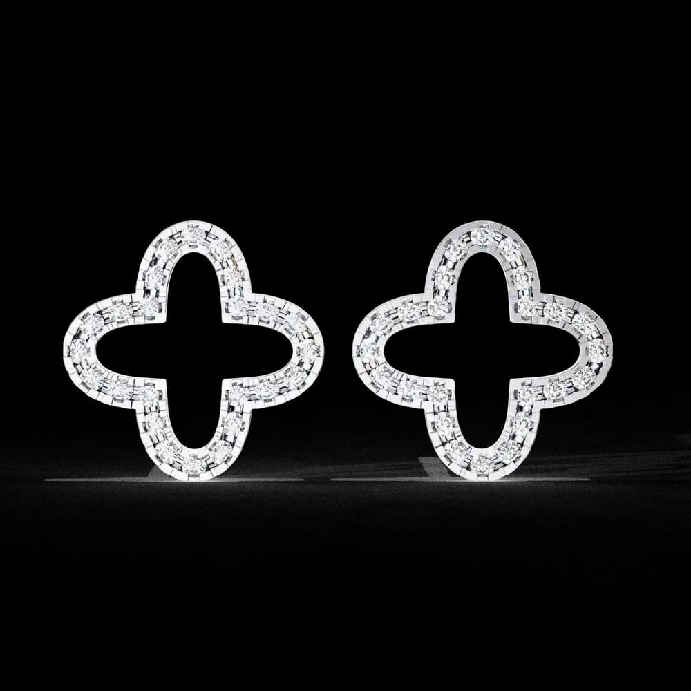 Four-Leaf Clover Lab Grown Diamond Stud Earrings - Image 1 Four-Leaf Clover Lab Grown Diamond Stud Earrings, view 1 of 22