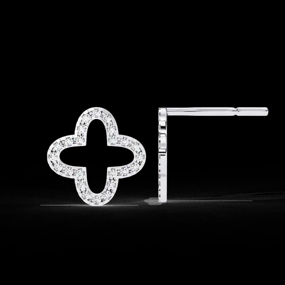 Four-Leaf Clover Lab Grown Diamond Stud Earrings - Image 10 Four-Leaf Clover Lab Grown Diamond Stud Earrings, view 10 of 22