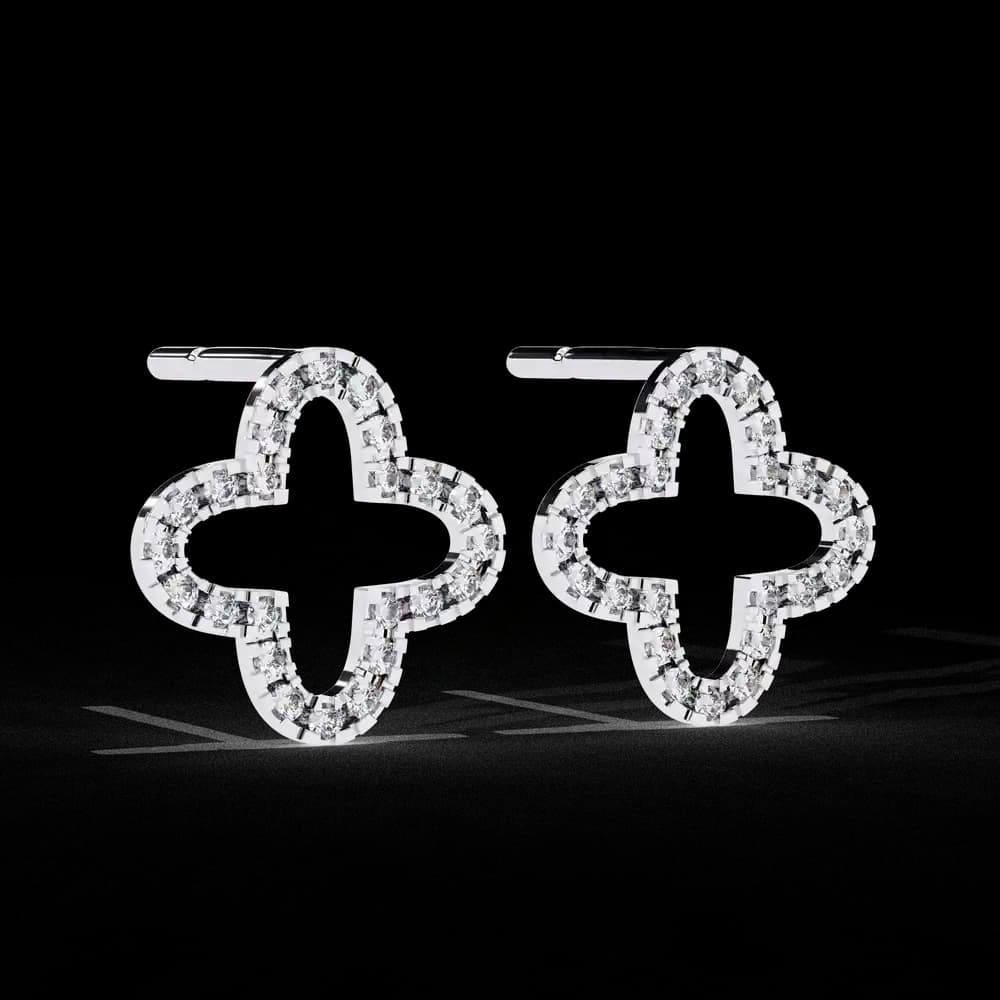 Four-Leaf Clover Lab Grown Diamond Stud Earrings - Image 11 Four-Leaf Clover Lab Grown Diamond Stud Earrings, view 11 of 22