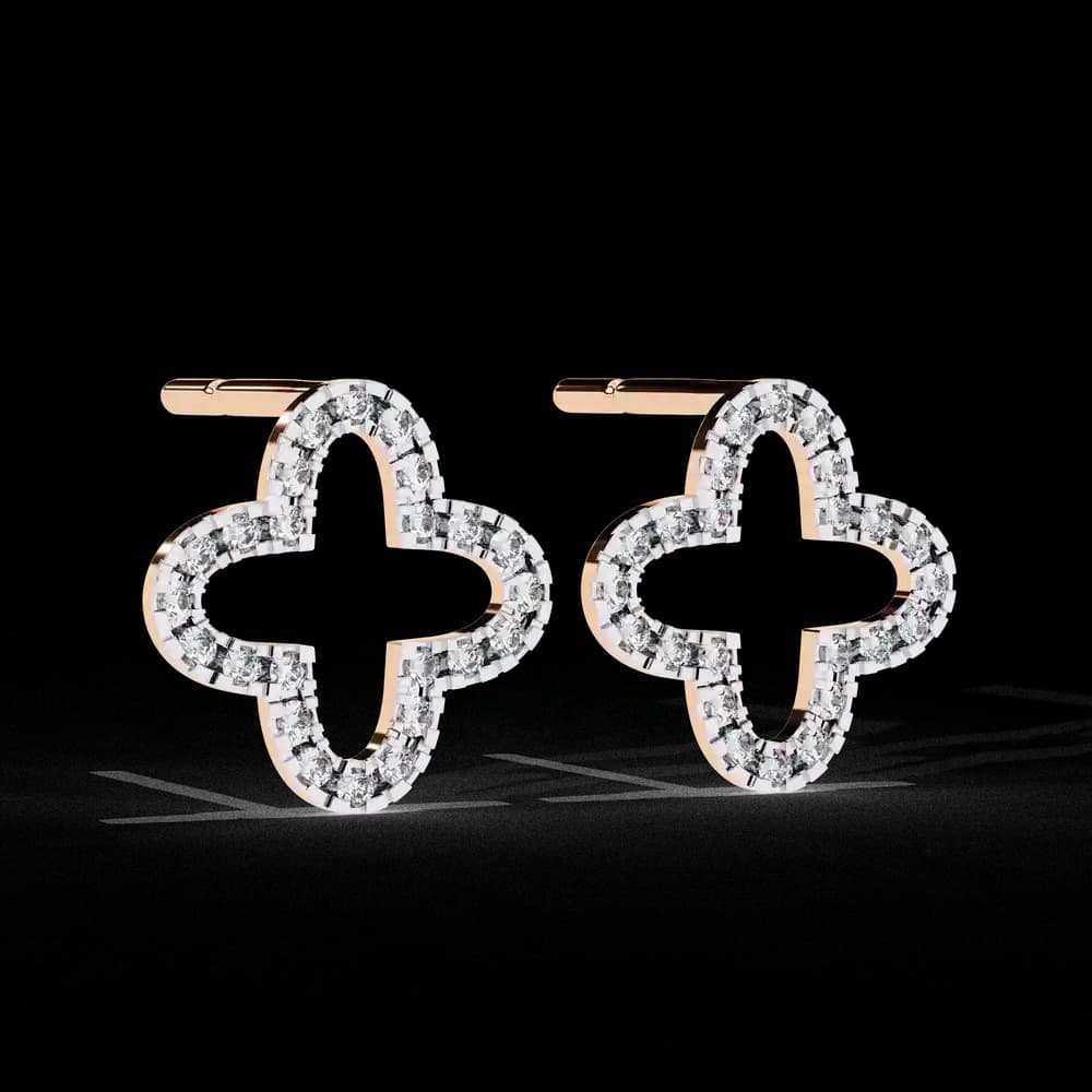 Four-Leaf Clover Lab Grown Diamond Stud Earrings - Image 13 Four-Leaf Clover Lab Grown Diamond Stud Earrings, view 13 of 22