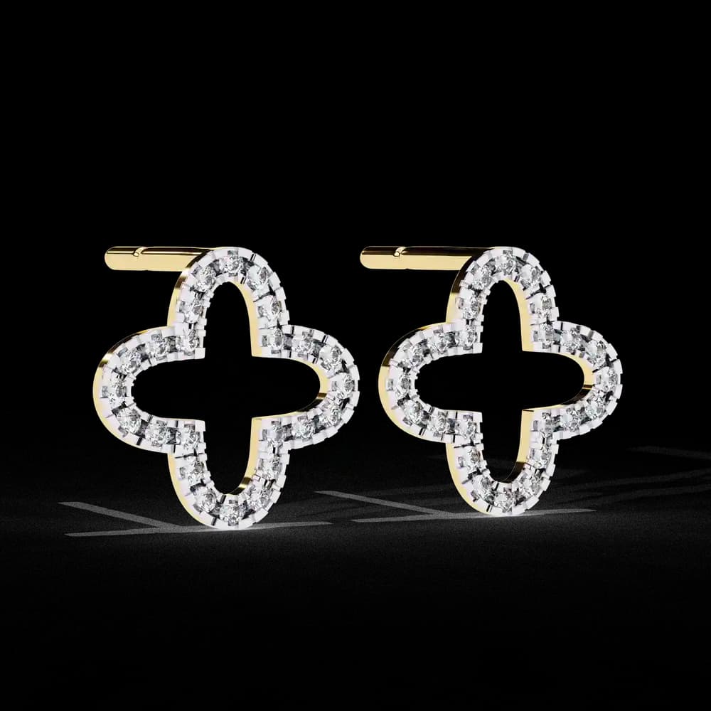 Four-Leaf Clover Lab Grown Diamond Stud Earrings - Image 14 Four-Leaf Clover Lab Grown Diamond Stud Earrings, view 14 of 22