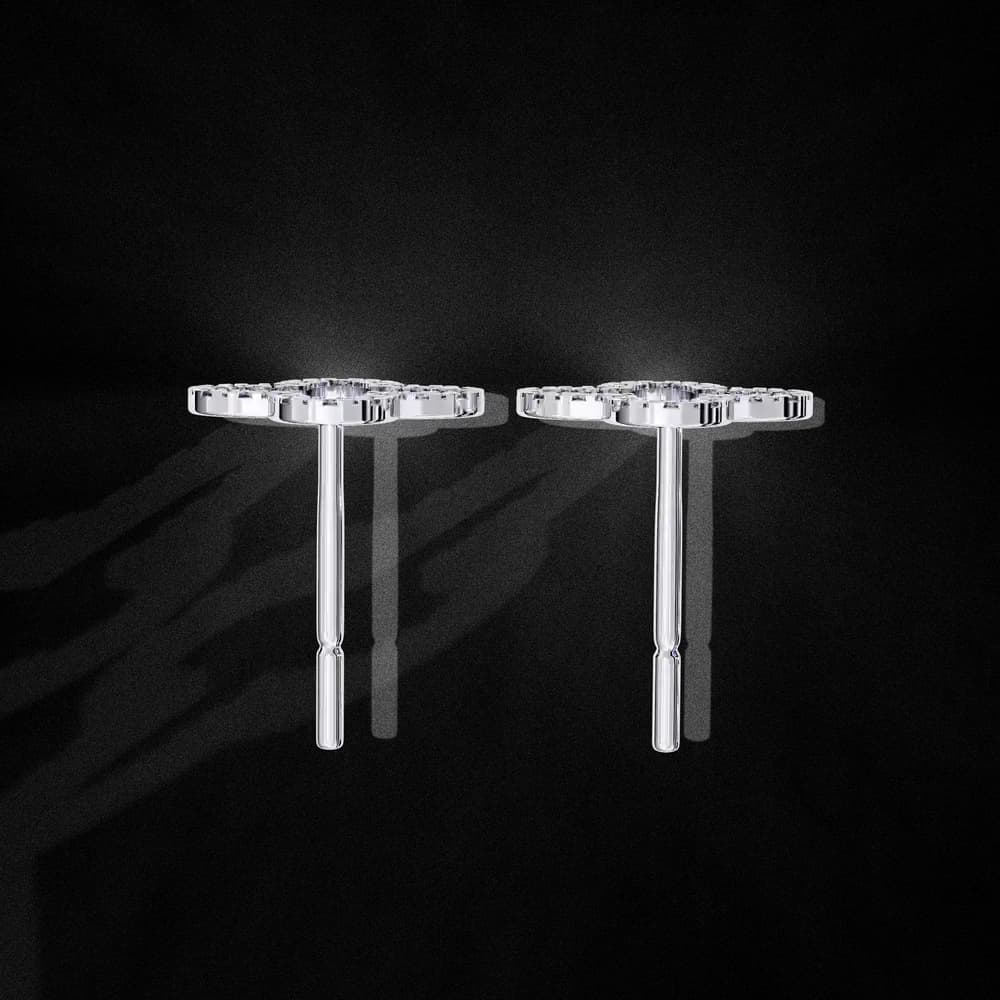 Four-Leaf Clover Lab Grown Diamond Stud Earrings - Image 3 Four-Leaf Clover Lab Grown Diamond Stud Earrings, view 3 of 22