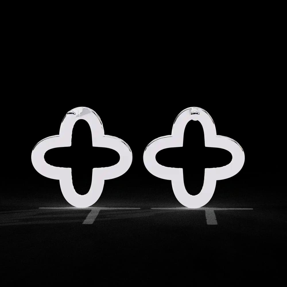 Four-Leaf Clover Lab Grown Diamond Stud Earrings - Image 6 Four-Leaf Clover Lab Grown Diamond Stud Earrings, view 6 of 22