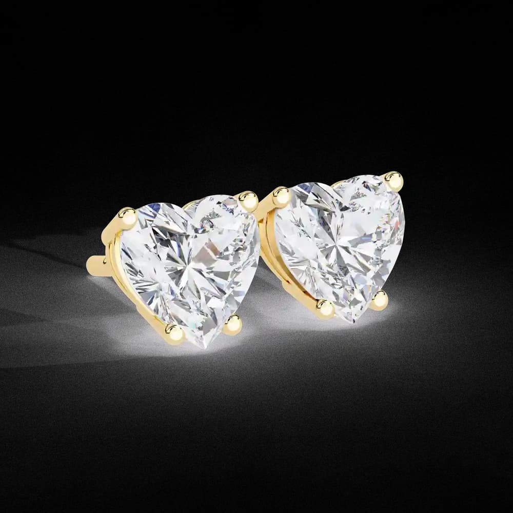 Four-Prong Heart Cut Lab Grown Diamond Stud Earrings - Image 1 Four-Prong Heart Cut Lab Grown Diamond Stud Earrings, view 1 of 16