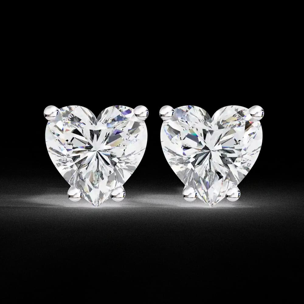 Four-Prong Heart Cut Lab Grown Diamond Stud Earrings - Image 12 Four-Prong Heart Cut Lab Grown Diamond Stud Earrings, view 12 of 16