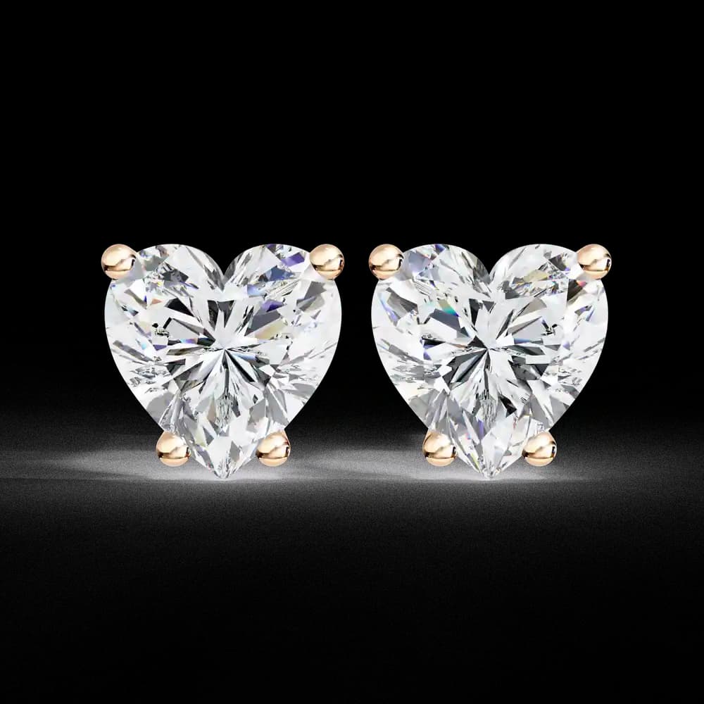 Four-Prong Heart Cut Lab Grown Diamond Stud Earrings - Image 15 Four-Prong Heart Cut Lab Grown Diamond Stud Earrings, view 15 of 16
