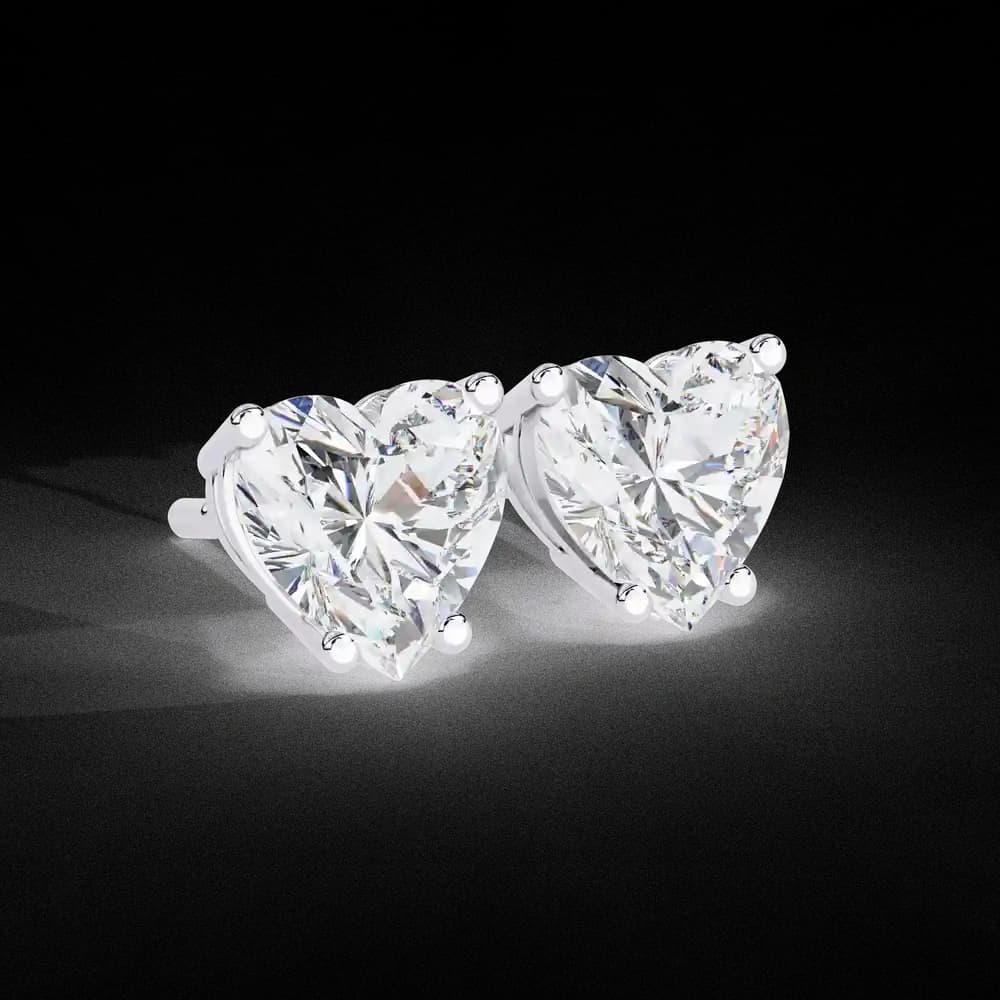 Four-Prong Heart Cut Lab Grown Diamond Stud Earrings - Image 16 Four-Prong Heart Cut Lab Grown Diamond Stud Earrings, view 16 of 16