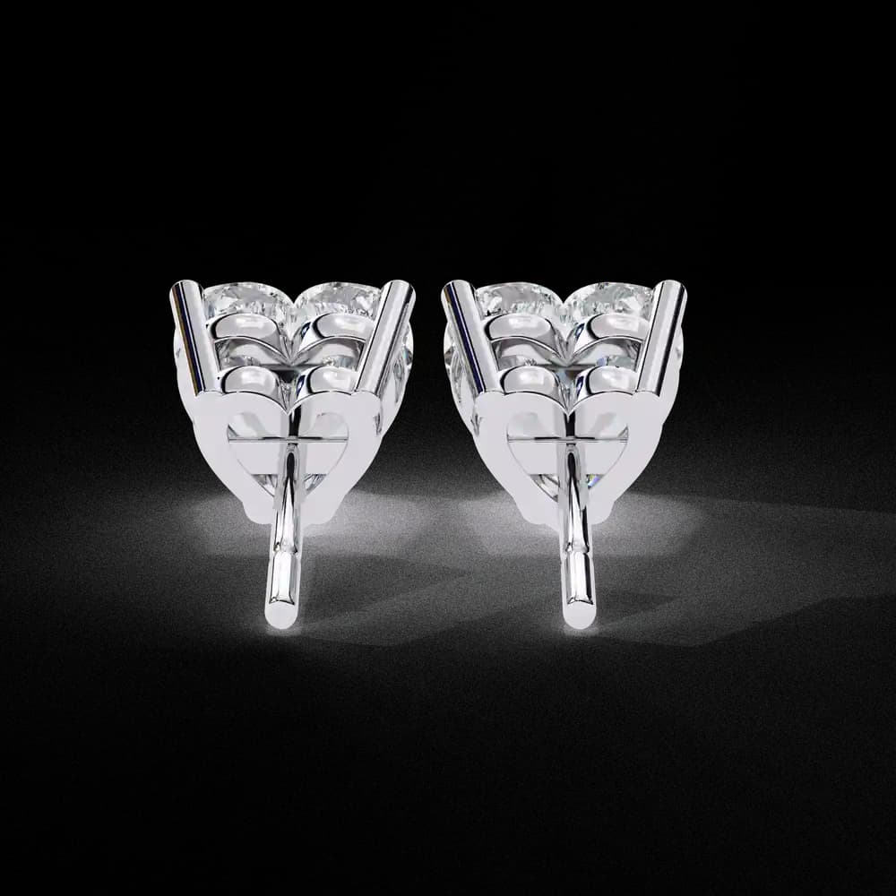 Four-Prong Heart Cut Lab Grown Diamond Stud Earrings - Image 2 Four-Prong Heart Cut Lab Grown Diamond Stud Earrings, view 2 of 16