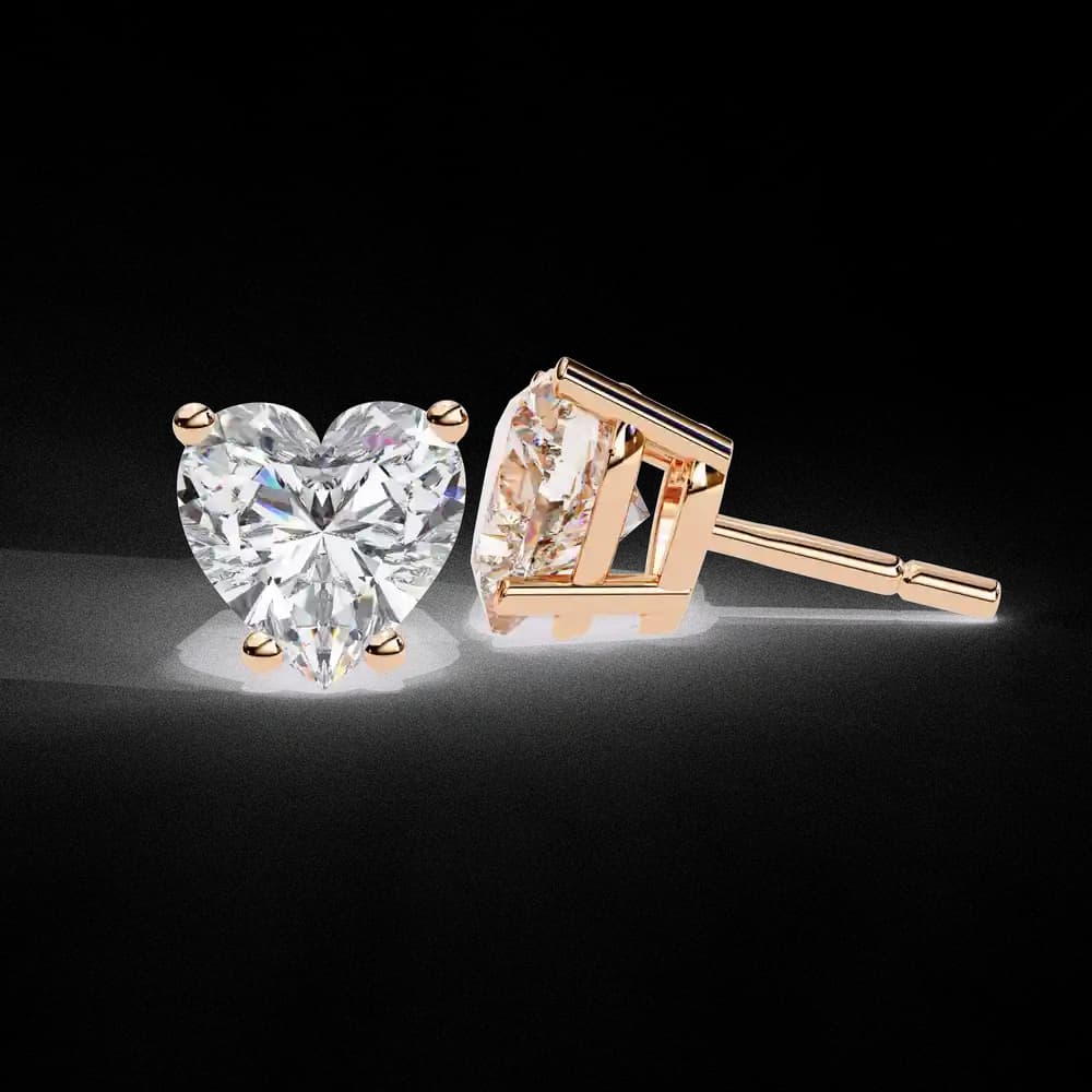 Four-Prong Heart Cut Lab Grown Diamond Stud Earrings - Image 5 Four-Prong Heart Cut Lab Grown Diamond Stud Earrings, view 5 of 16
