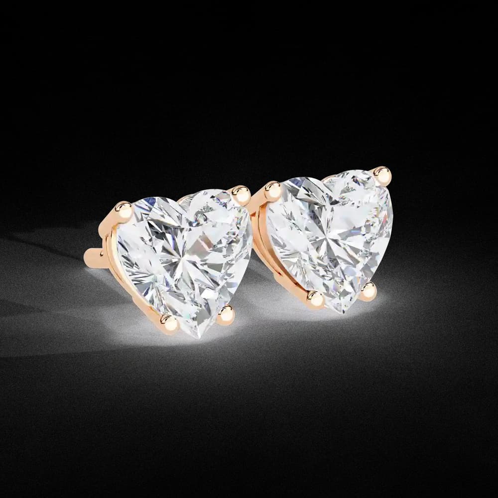 Four-Prong Heart Cut Lab Grown Diamond Stud Earrings - Image 9 Four-Prong Heart Cut Lab Grown Diamond Stud Earrings, view 9 of 16