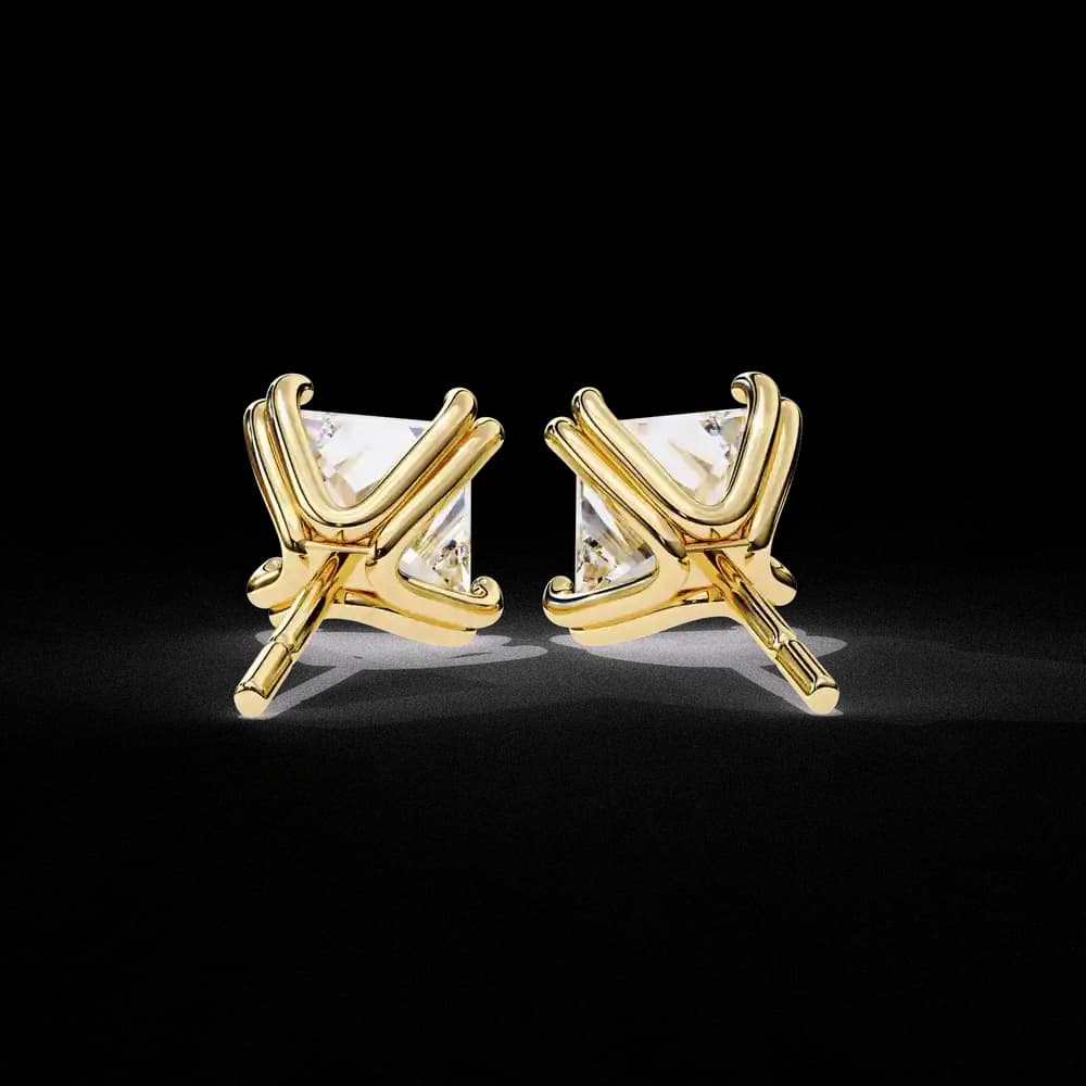 Four-Prong Princess Cut Lab Grown Diamond Stud Earrings - Image 12 Four-Prong Princess Cut Lab Grown Diamond Stud Earrings, view 12 of 16