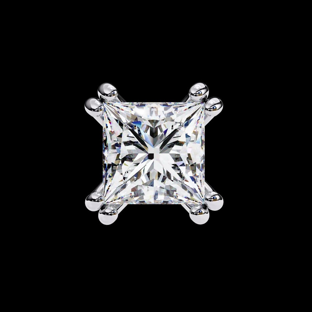 Four-Prong Princess Cut Lab Grown Diamond Stud Earrings - Image 2 Four-Prong Princess Cut Lab Grown Diamond Stud Earrings, view 2 of 16