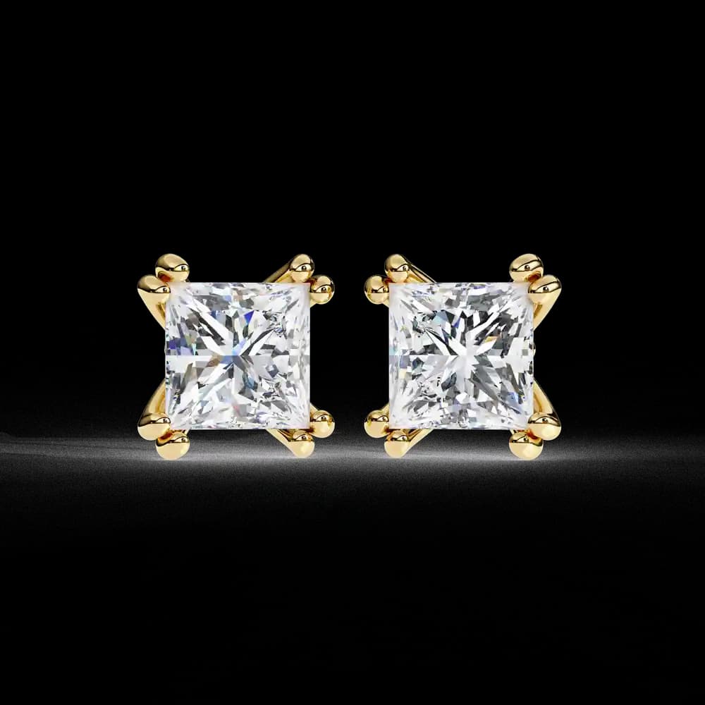 Four-Prong Princess Cut Lab Grown Diamond Stud Earrings - Image 4 Four-Prong Princess Cut Lab Grown Diamond Stud Earrings, view 4 of 16