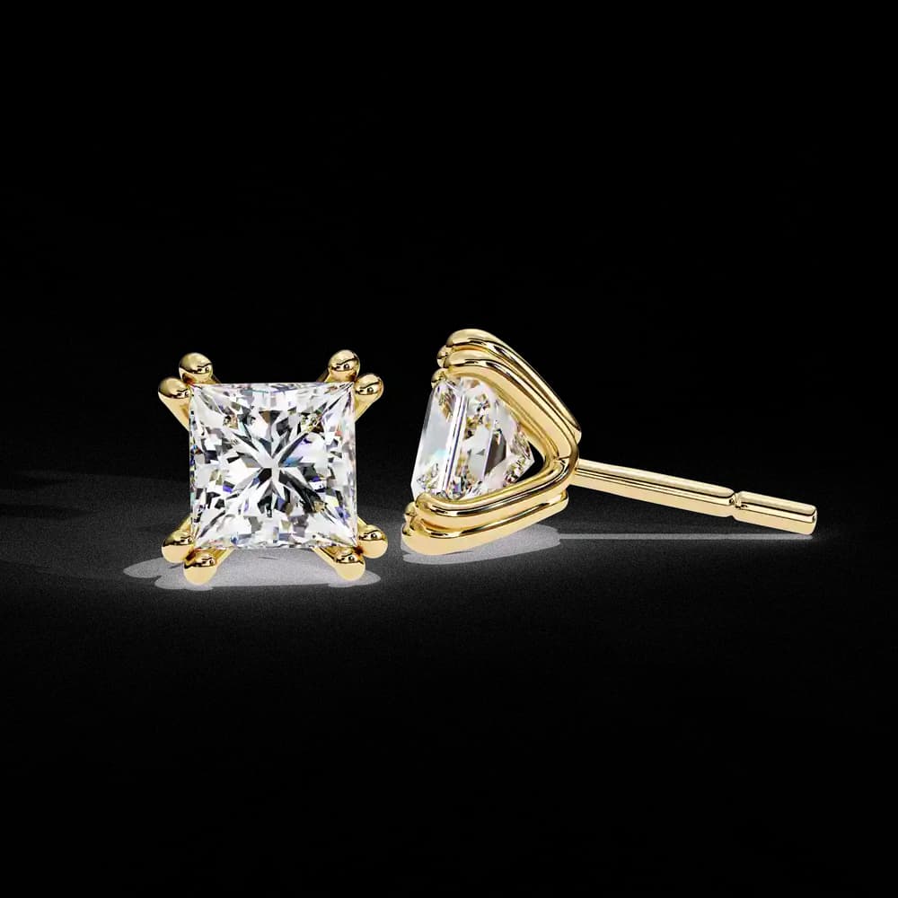 Four-Prong Princess Cut Lab Grown Diamond Stud Earrings - Image 5 Four-Prong Princess Cut Lab Grown Diamond Stud Earrings, view 5 of 16