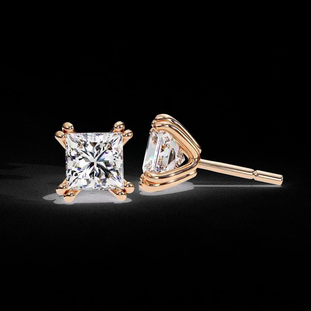 Four-Prong Princess Cut Lab Grown Diamond Stud Earrings - Image 6 Four-Prong Princess Cut Lab Grown Diamond Stud Earrings, view 6 of 16