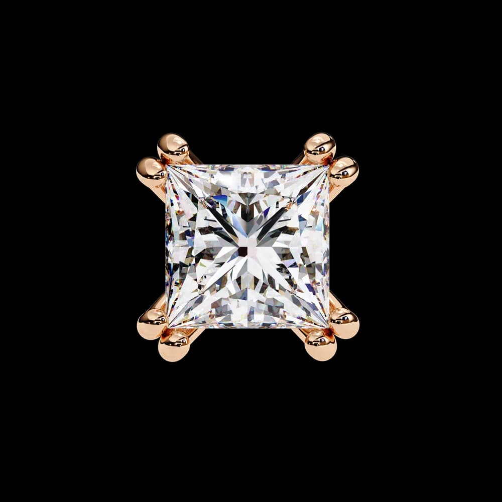 Four-Prong Princess Cut Lab Grown Diamond Stud Earrings - Image 9 Four-Prong Princess Cut Lab Grown Diamond Stud Earrings, view 9 of 16