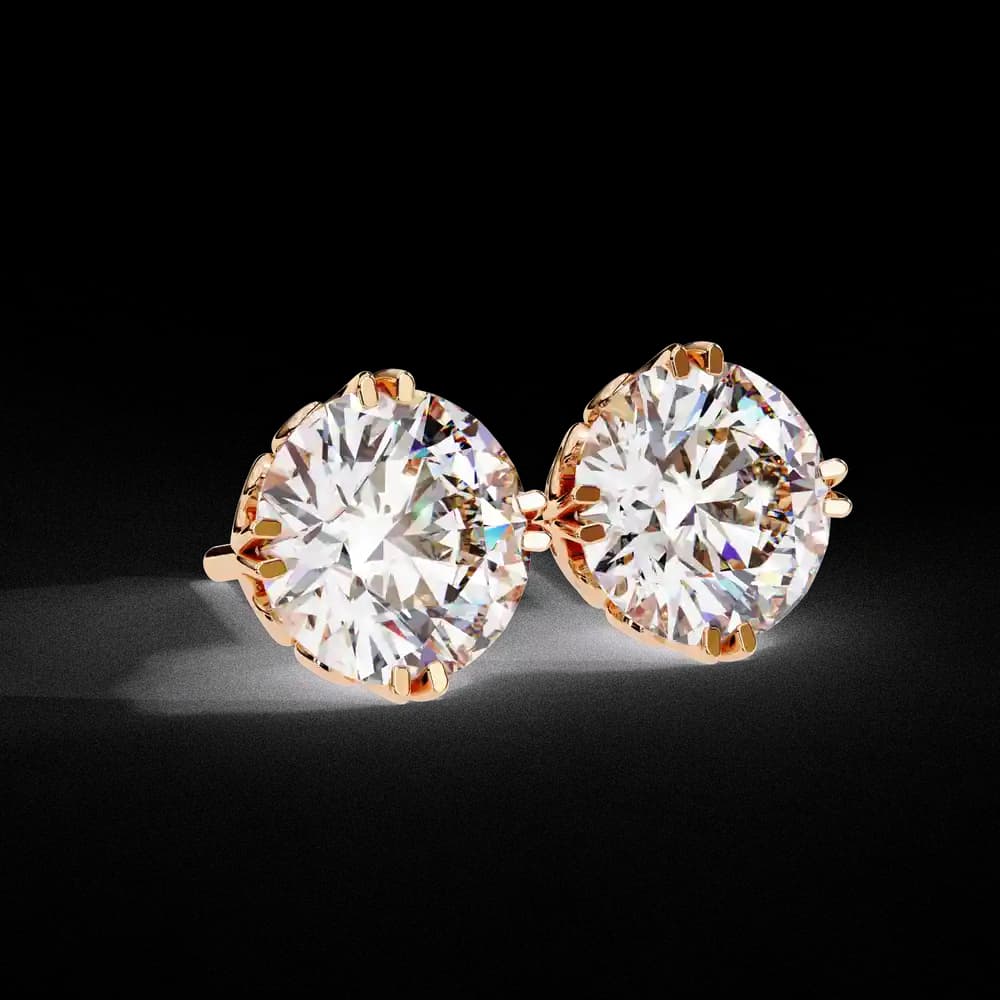 Four-Prong Round Cut Lab Grown Diamond Stud Earrings - Image 6 Four-Prong Round Cut Lab Grown Diamond Stud Earrings, view 6 of 20