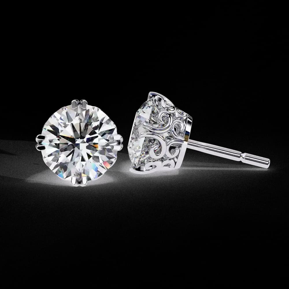 Four-Prong Round Cut Lab Grown Diamond Stud Earrings - Image 8 Four-Prong Round Cut Lab Grown Diamond Stud Earrings, view 8 of 20