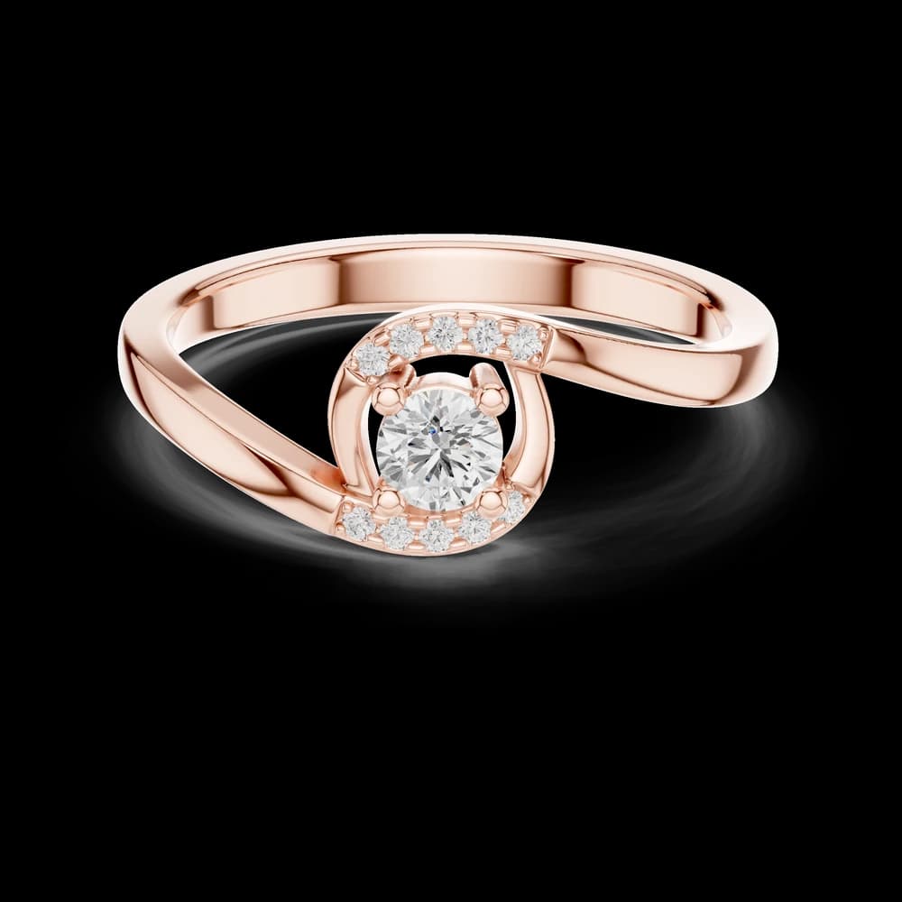 Swirl Bypass Pave Solitaire Ring - Image 1 Swirl Bypass Pave Solitaire Ring, view 1 of 6