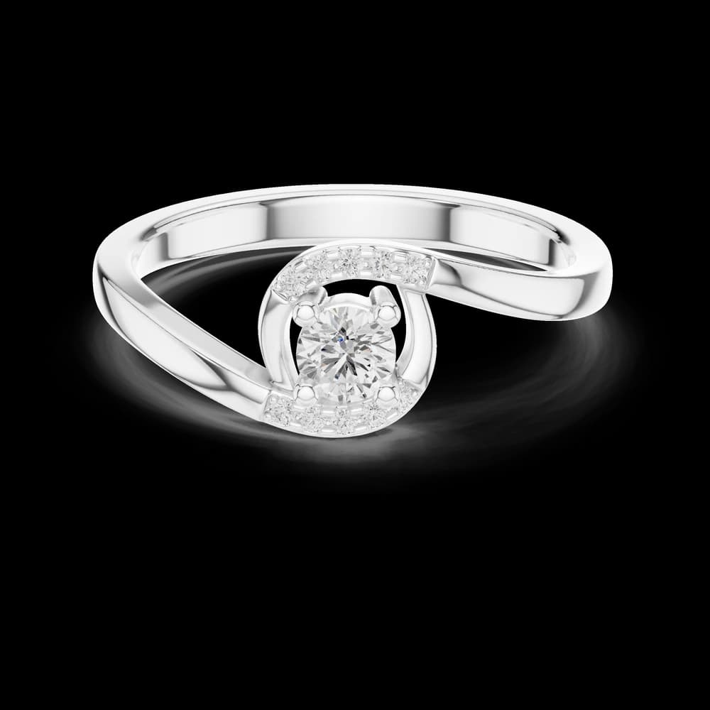 Swirl Bypass Pave Solitaire Ring - Image 2 Swirl Bypass Pave Solitaire Ring, view 2 of 6