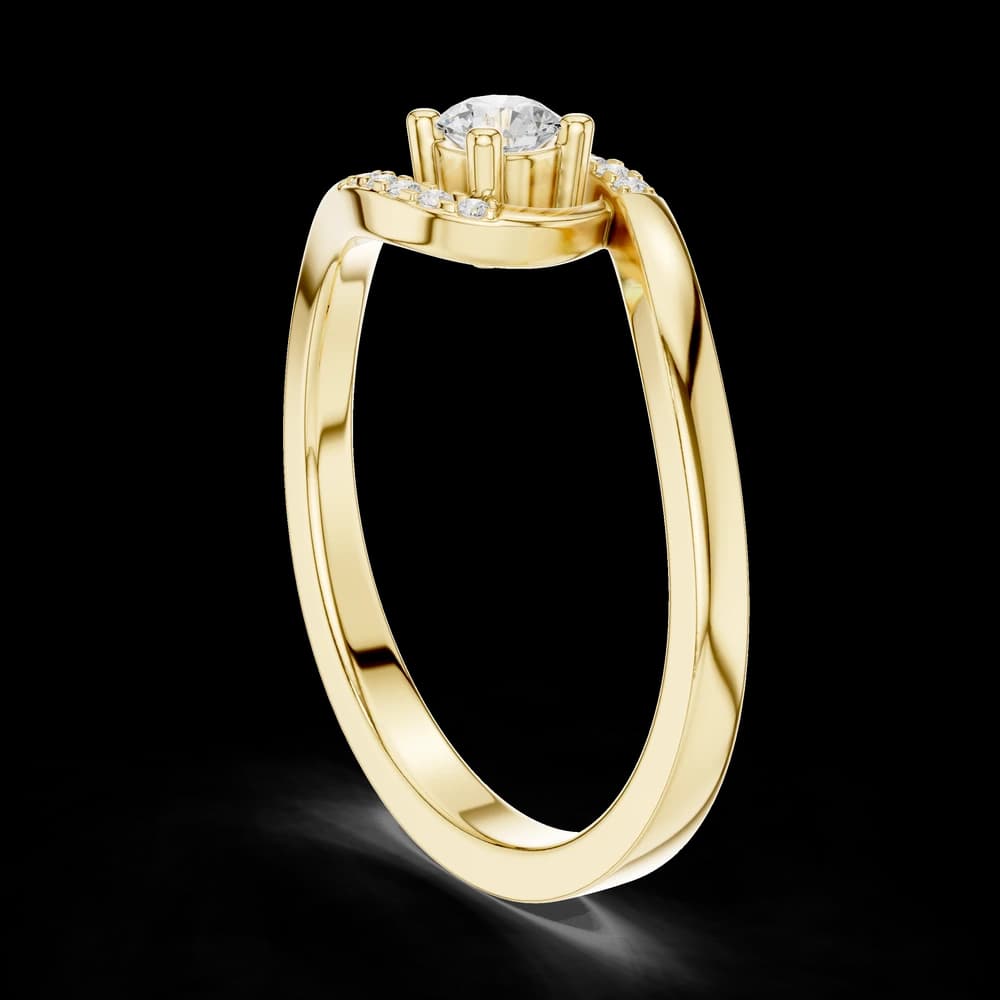 Swirl Bypass Pave Solitaire Ring - Image 4 Swirl Bypass Pave Solitaire Ring, view 4 of 6