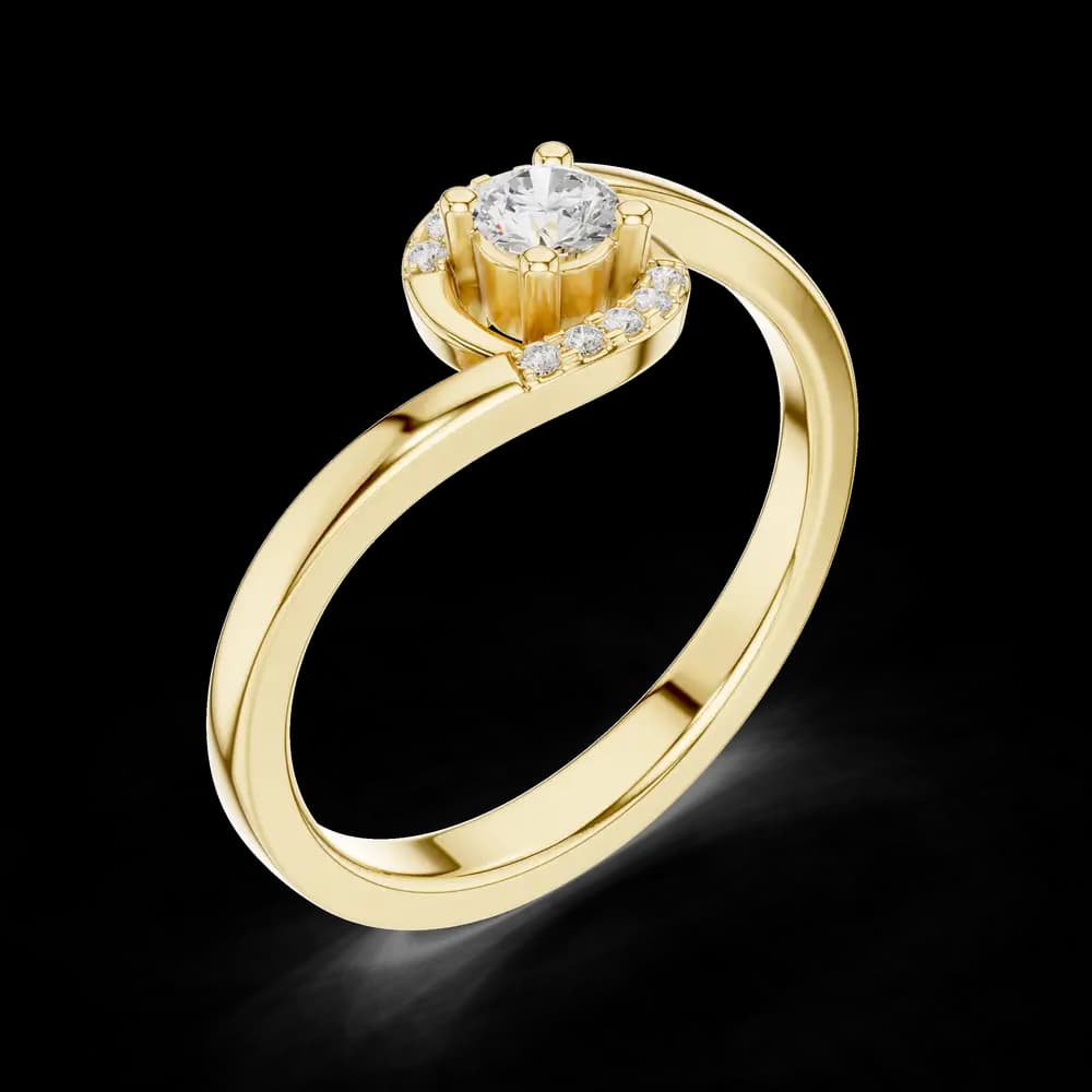 Swirl Bypass Pave Solitaire Ring - Image 5 Swirl Bypass Pave Solitaire Ring, view 5 of 6