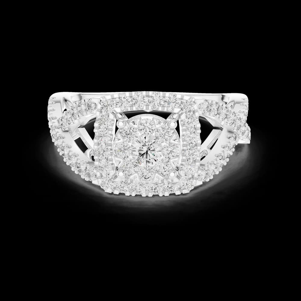 Elegant Twisted Double Halo Round Lab Grown Diamond Ring - Image 2 Elegant Twisted Double Halo Round Lab Grown Diamond Ring, view 2 of 6