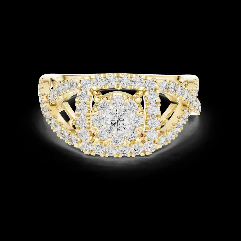 Elegant Twisted Double Halo Round Lab Grown Diamond Ring - Image 3 Elegant Twisted Double Halo Round Lab Grown Diamond Ring, view 3 of 6