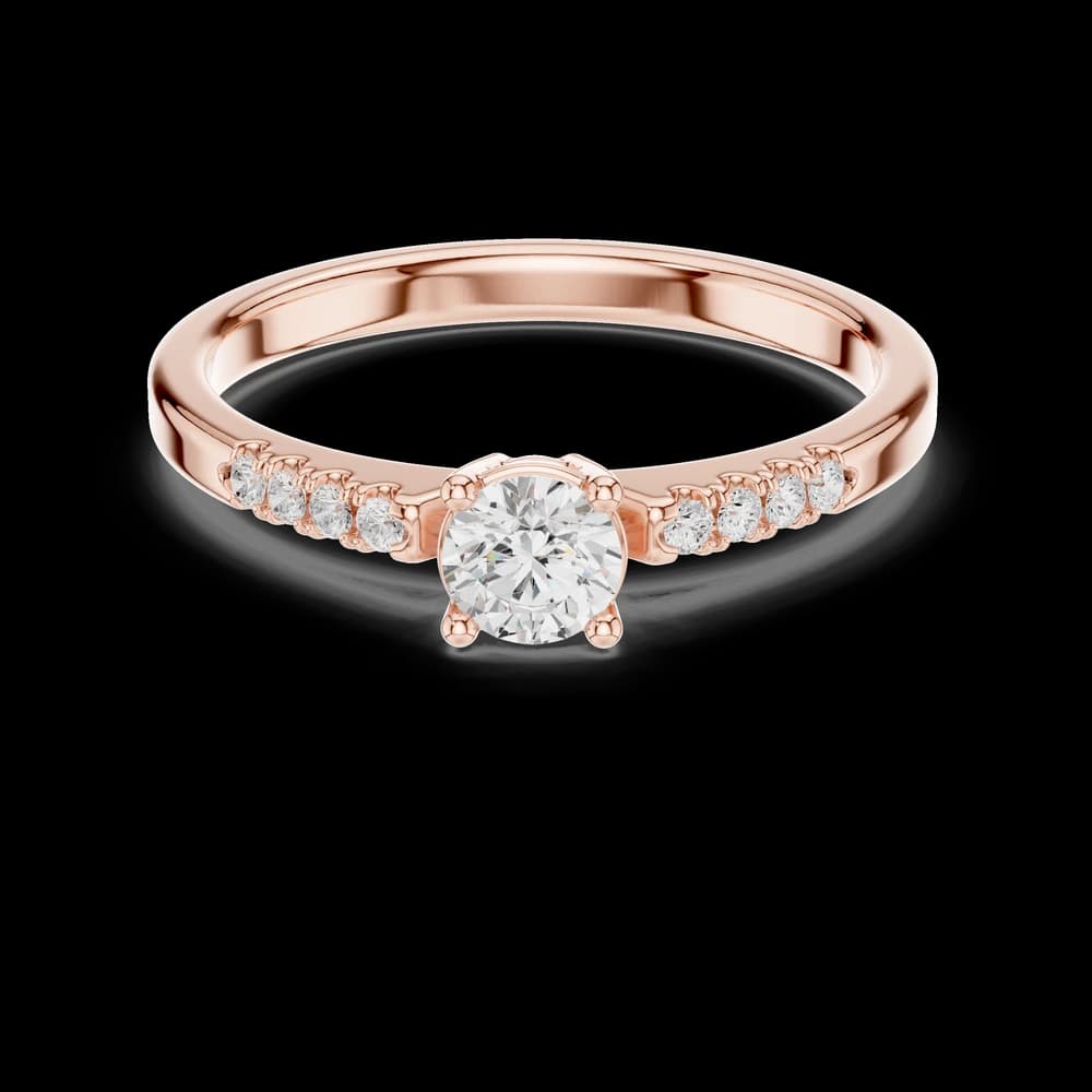Pave Accent Round Solitaire Ring - Image 1 Pave Accent Round Solitaire Ring, view 1 of 6