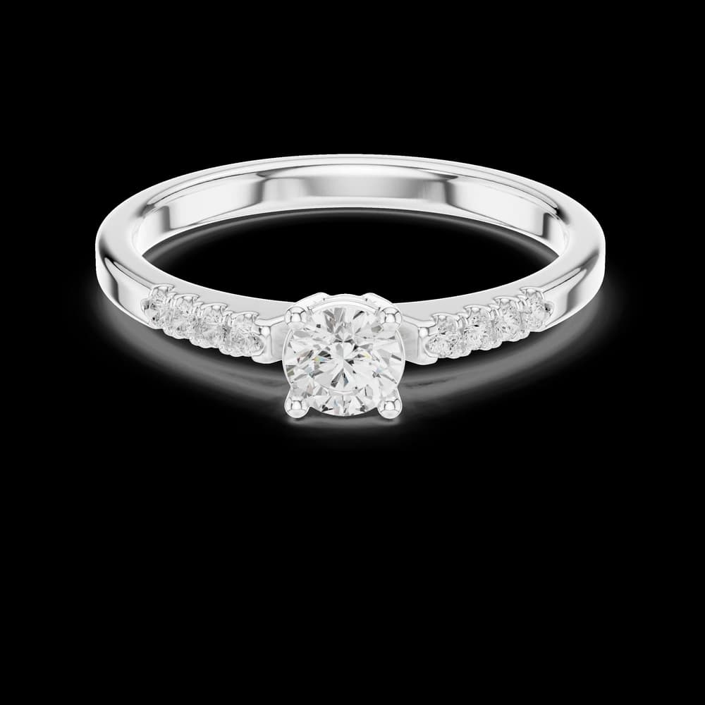 Pave Accent Round Solitaire Ring - Image 2 Pave Accent Round Solitaire Ring, view 2 of 6