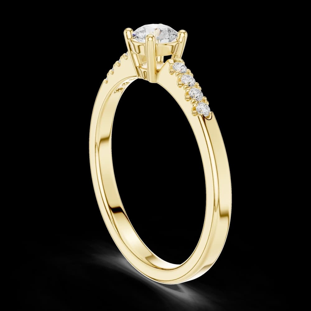 Pave Accent Round Solitaire Ring - Image 4 Pave Accent Round Solitaire Ring, view 4 of 6