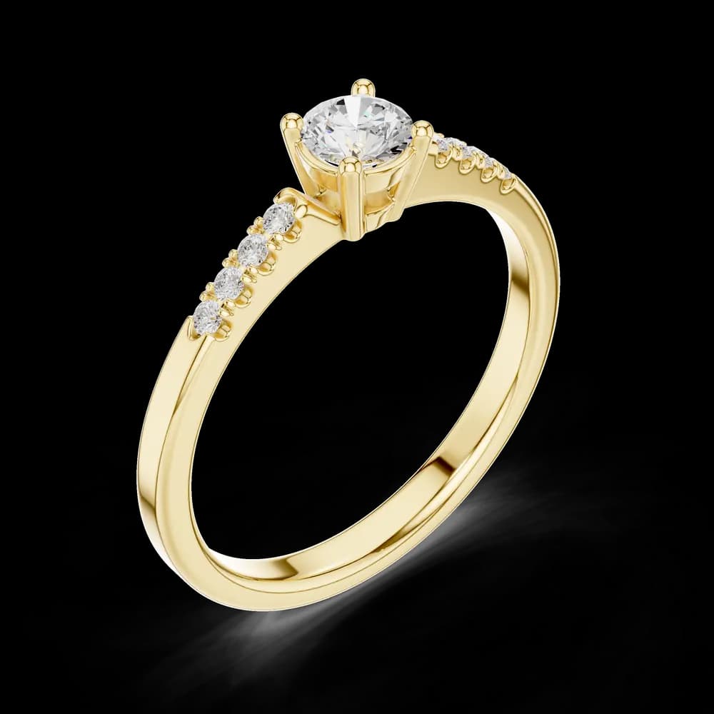 Pave Accent Round Solitaire Ring - Image 5 Pave Accent Round Solitaire Ring, view 5 of 6