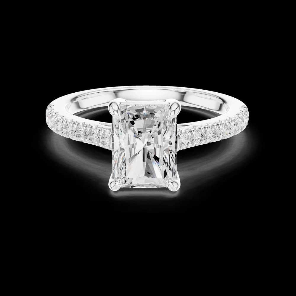 Radiant Stone With Pavé Lab Grown Diamond Ring - Image 2 Radiant Stone With Pavé Lab Grown Diamond Ring, view 2 of 6