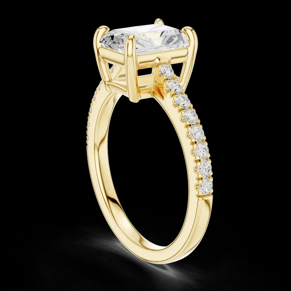 Radiant Stone With Pavé Lab Grown Diamond Ring - Image 4 Radiant Stone With Pavé Lab Grown Diamond Ring, view 4 of 6