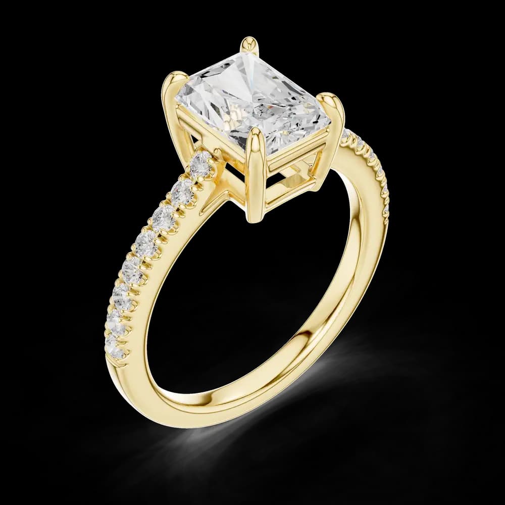 Radiant Stone With Pavé Lab Grown Diamond Ring - Image 5 Radiant Stone With Pavé Lab Grown Diamond Ring, view 5 of 6