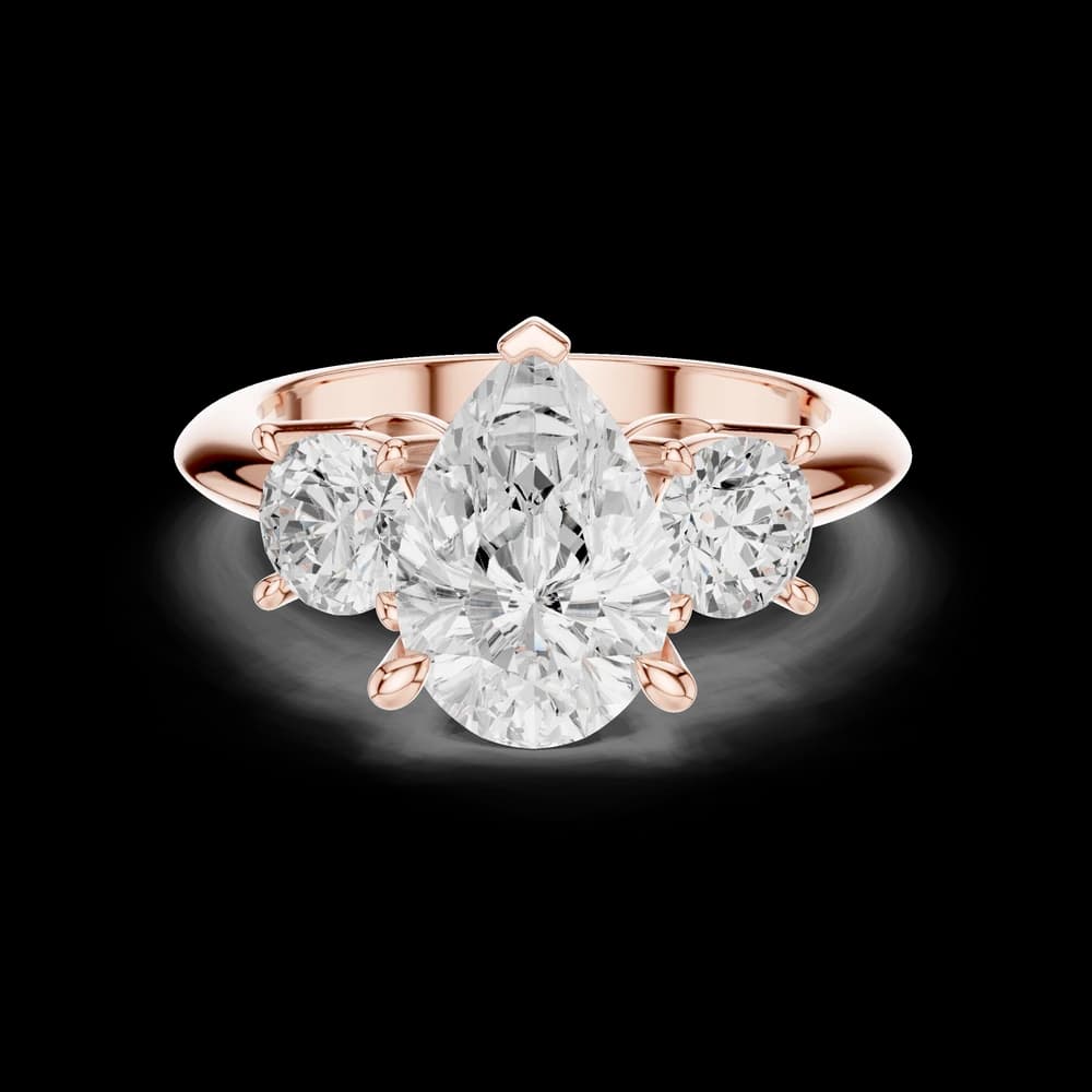 Pear Cut With Round Three Stone Lab Grown Diamond Ring - Image 1 Pear Cut With Round Three Stone Lab Grown Diamond Ring, view 1 of 6