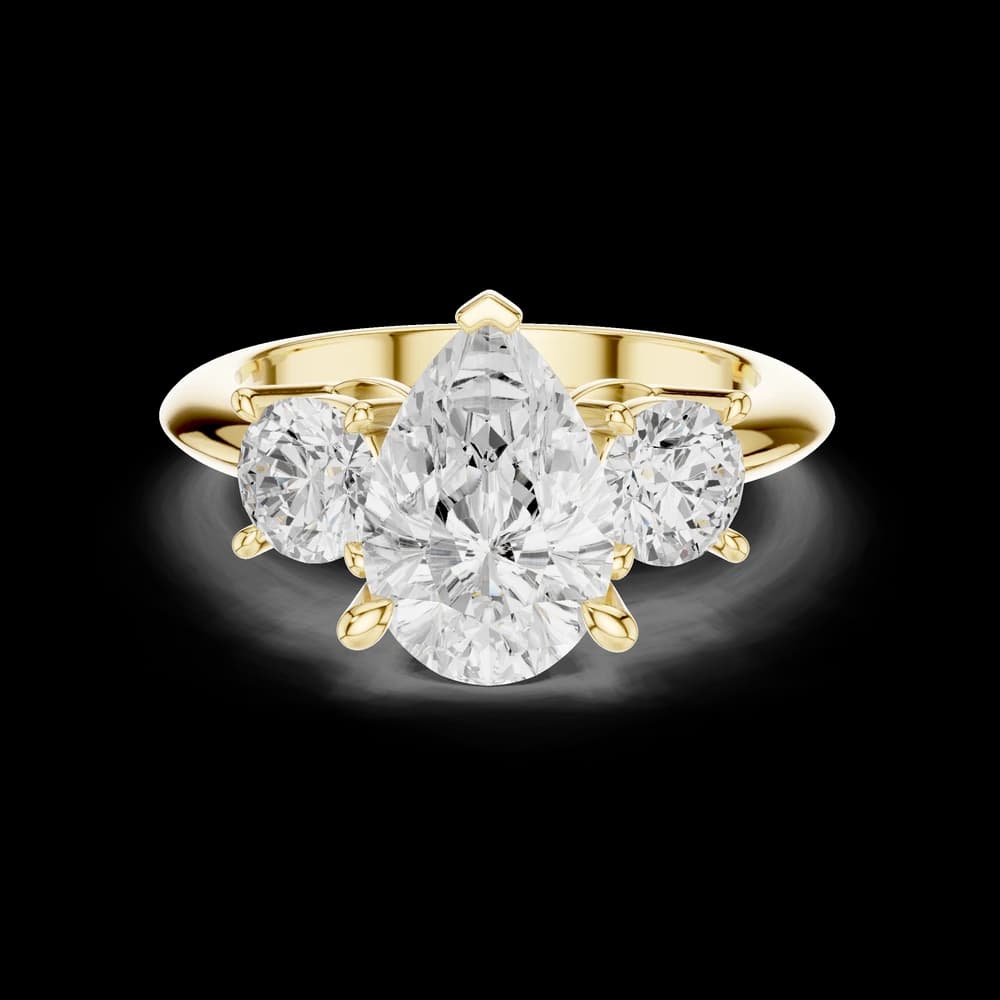 Pear Cut With Round Three Stone Lab Grown Diamond Ring - Image 3 Pear Cut With Round Three Stone Lab Grown Diamond Ring, view 3 of 6