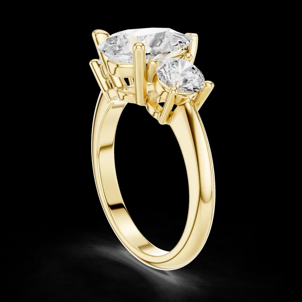Pear Cut With Round Three Stone Lab Grown Diamond Ring - Image 4 Pear Cut With Round Three Stone Lab Grown Diamond Ring, view 4 of 6