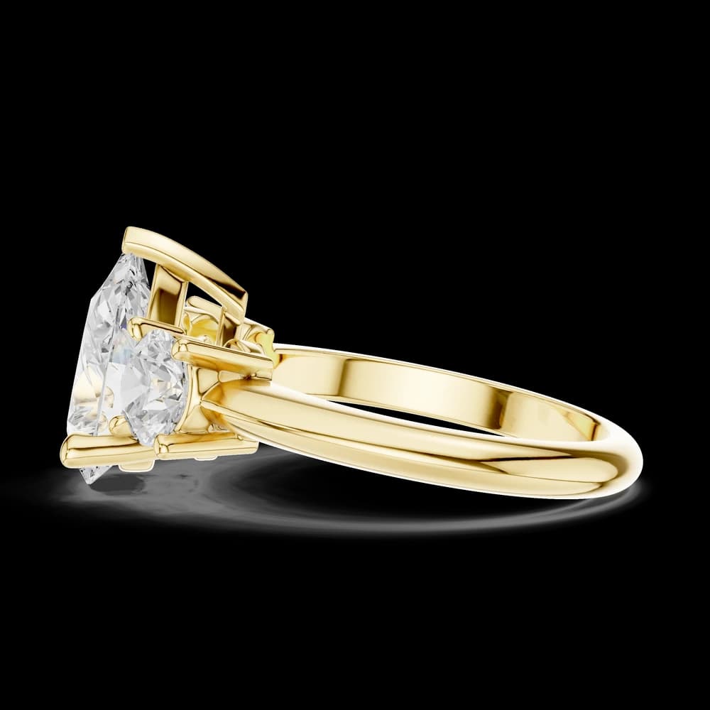 Pear Cut With Round Three Stone Lab Grown Diamond Ring - Image 6 Pear Cut With Round Three Stone Lab Grown Diamond Ring, view 6 of 6