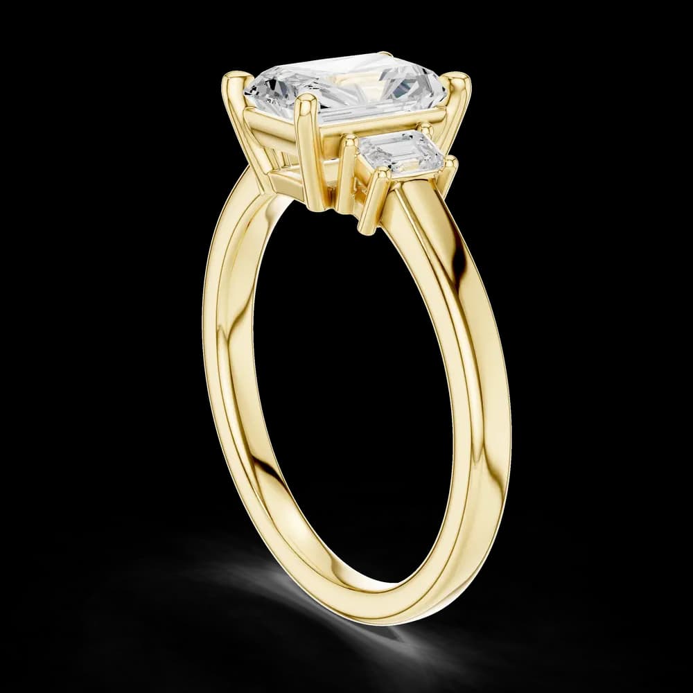Radiant Center Emerald Side Stone Setting Lab Grown Diamond Ring - Image 4 Radiant Center Emerald Side Stone Setting Lab Grown Diamond Ring, view 4 of 6