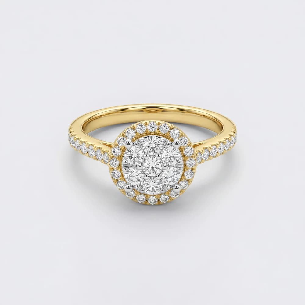 Pave Halo Cluster Lab Grown Diamond Ring - Image 1 Pave Halo Cluster Lab Grown Diamond Ring, view 1 of 1