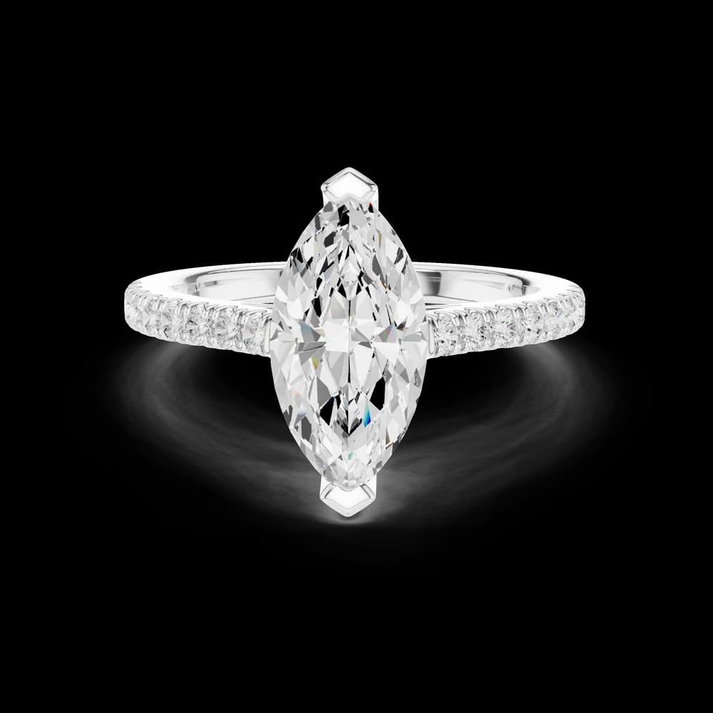 Elegant Marquise Pave Lab Grown Diamond Ring - Image 2 Elegant Marquise Pave Lab Grown Diamond Ring, view 2 of 6