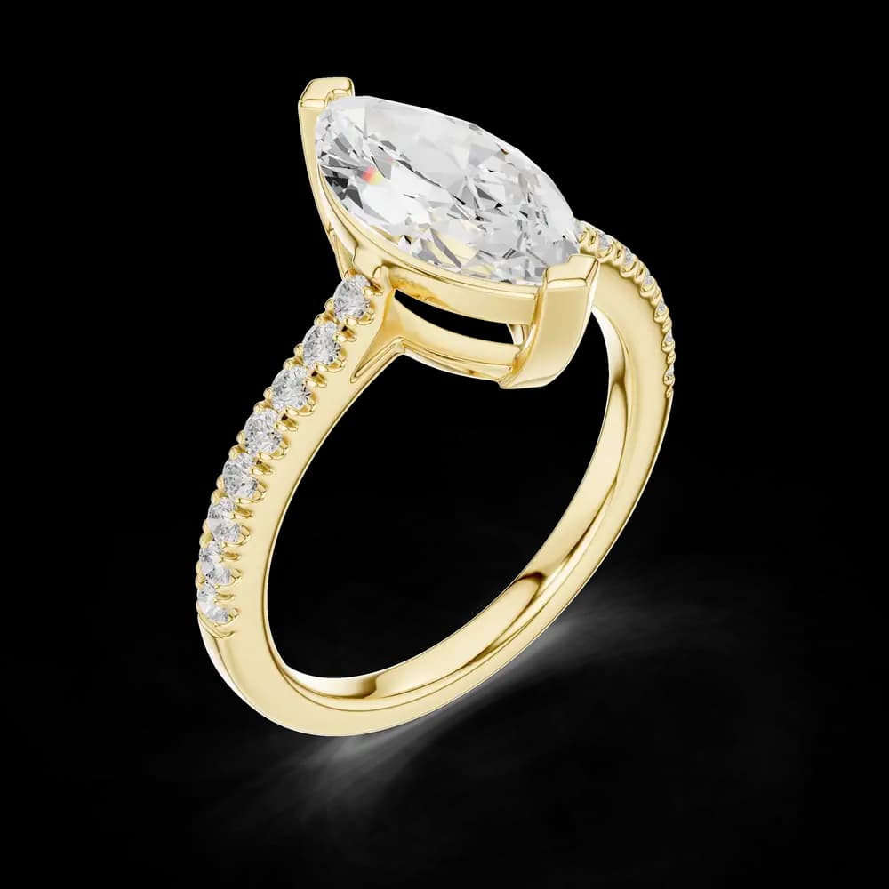Elegant Marquise Pave Lab Grown Diamond Ring - Image 5 Elegant Marquise Pave Lab Grown Diamond Ring, view 5 of 6