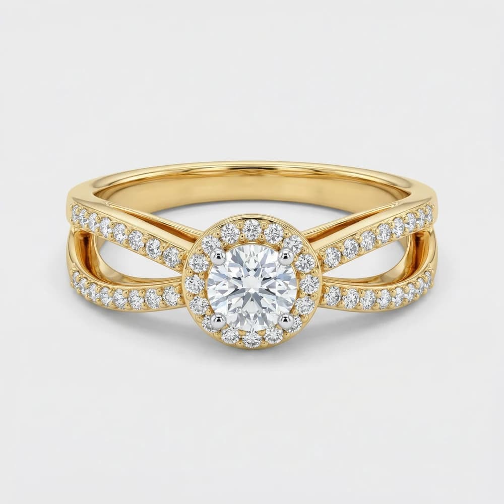 Split Shank Pave Halo Lab Grown Diamond Ring - Image 3 Split Shank Pave Halo Lab Grown Diamond Ring, view 3 of 4