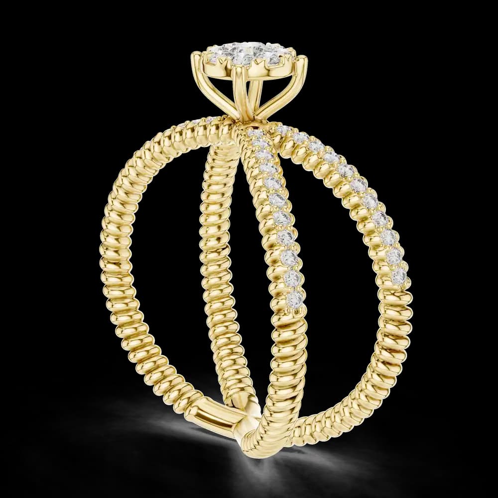 Round Cluster Crossover Pavé Lab Grown Diamond Ring - Image 4 Round Cluster Crossover Pavé Lab Grown Diamond Ring, view 4 of 6