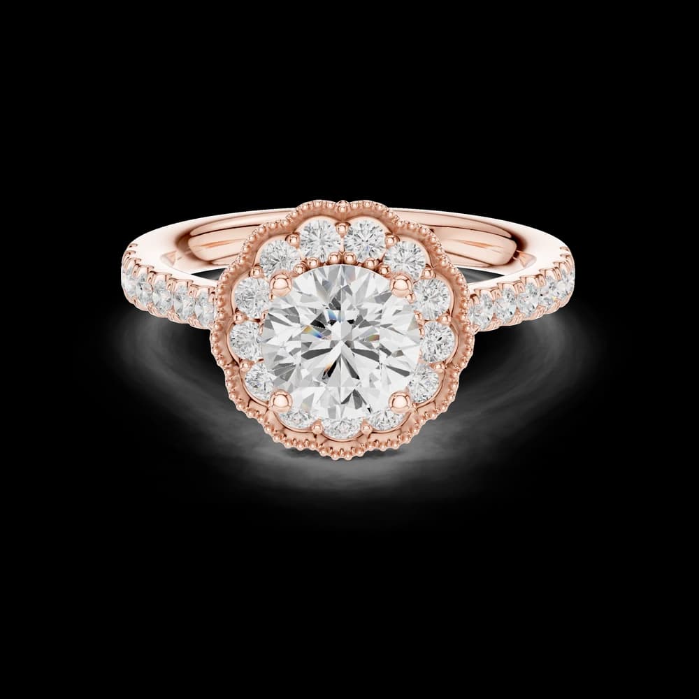 Round Floral Halo Nature-Inspired Lab Grown Diamond Ring - Image 1 Round Floral Halo Nature-Inspired Lab Grown Diamond Ring, view 1 of 6