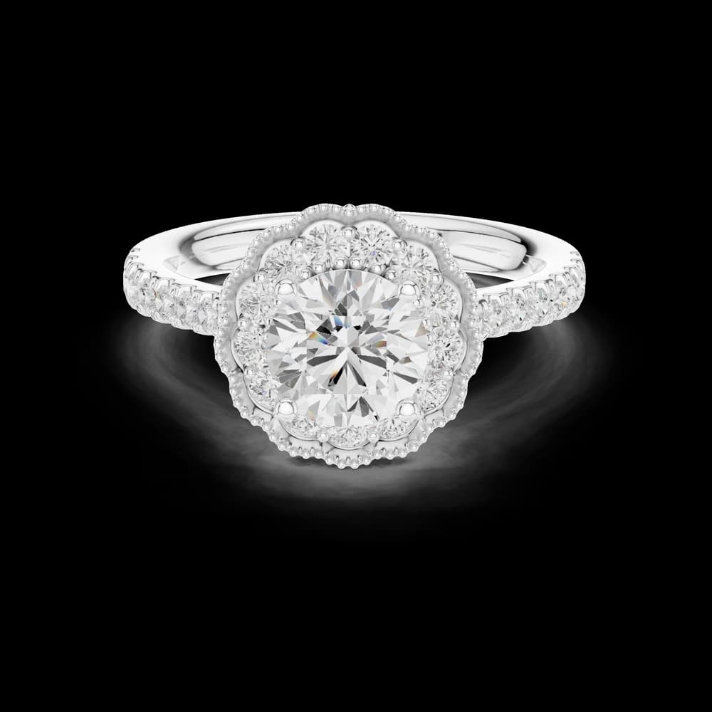 Round Floral Halo Nature-Inspired Lab Grown Diamond Ring - Image 2 Round Floral Halo Nature-Inspired Lab Grown Diamond Ring, view 2 of 6